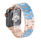 Voor Apple Watc 5 & 4 44mm / 3 & 2 & 1 42mm epoxy metalen horlogeband (blauw goud)
