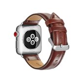 Voor Apple Watch Series 5 & 4 44mm / 3 & 2 & 1 42mm Crazy Horse Texture Top-grain lederen horlogeband (donkerbruin)
