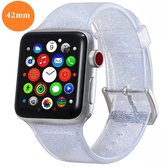 Voor Apple Watch Series 5 & 4 44mm / 3 & 2 & 1 42mm glitter siliconen band (wit)