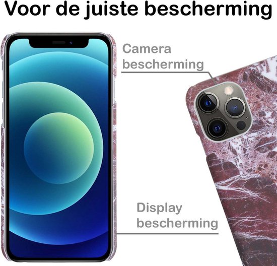 iPhone 12 Pro Max Case Marble Hardcover Fashion Case Cover - iPhone 12 Pro Max Marble Case Hardcase Back Cover - Rouge x Wit