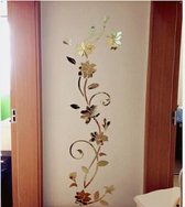 3D Muurstickers Bloemvorm Acryl Modieus Afneembaar Waterdicht DIY Muurstickers Woondecoratie, Grootte: 250x75CM (Spiegel Licht Goud Rechts)