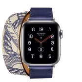 Voor Apple Watch 3/2/1 generatie 42 mm universele zeefdruk horlogeband met dubbele lus (blauw)