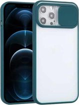 Sliding Camera Cover Design TPU beschermhoes voor iPhone 12 Pro Max (donkergroen)