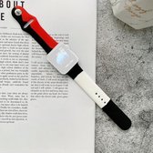 Siliconen kleurafstemming vervangende horlogebanden voor Apple Watch Series 6 & SE & 5 & 4 44 mm / 3 & 2 & 1 42 mm (zwart + rood + wit)