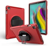 Voor Galaxy Tab S6 10.5 T860 / T865 / T867 2019360 graden rotatie pc + siliconen beschermhoes met houder en handriem (rood)