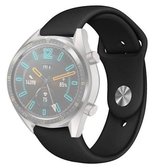 22 mm voor Huawei Watch GT2e GT2 46 mm zwart-wit siliconen gesp met gesp (zwart)