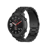 Van toepassing op Ticwatch Generation / Moto360 Second Generation 460 / Samsung GearS3 / Huawei GT Universeel 22 mm roestvrijstalen metalen band Vlindergesp Drie kralen (zwart)