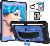 Contrasterende kleur siliconen + pc-combinatiebehuizing met houder voor iPad mini 3 (zwart + blauw)