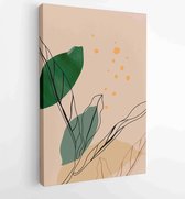 Botanical wall art vector set. Golden foliage line art drawing with watercolor 1 - Moderne schilderijen – Vertical – 1931500538 - 50*40 Vertical