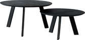 Haluta Eiken Salontafel Rond - Set van 2 - O340 Zwart