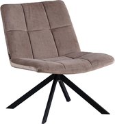 Bronx71® fauteuil velvet taupe Eevi - Fauteuil draaibaar - fauteuil industrieel zonder armleuningen - Fauteuil beige - Zetel 1 persoons