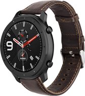 Leer Smartwatch bandje - Geschikt voor  Xiaomi Amazfit GTR leren bandje - donkerbruin - 42mm - Horlogeband / Polsband / Armband