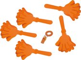 4x Oranje handklappers met 1 oranje fluitje - Nederland / Holland supporter artikelen - Ek / Wk fans