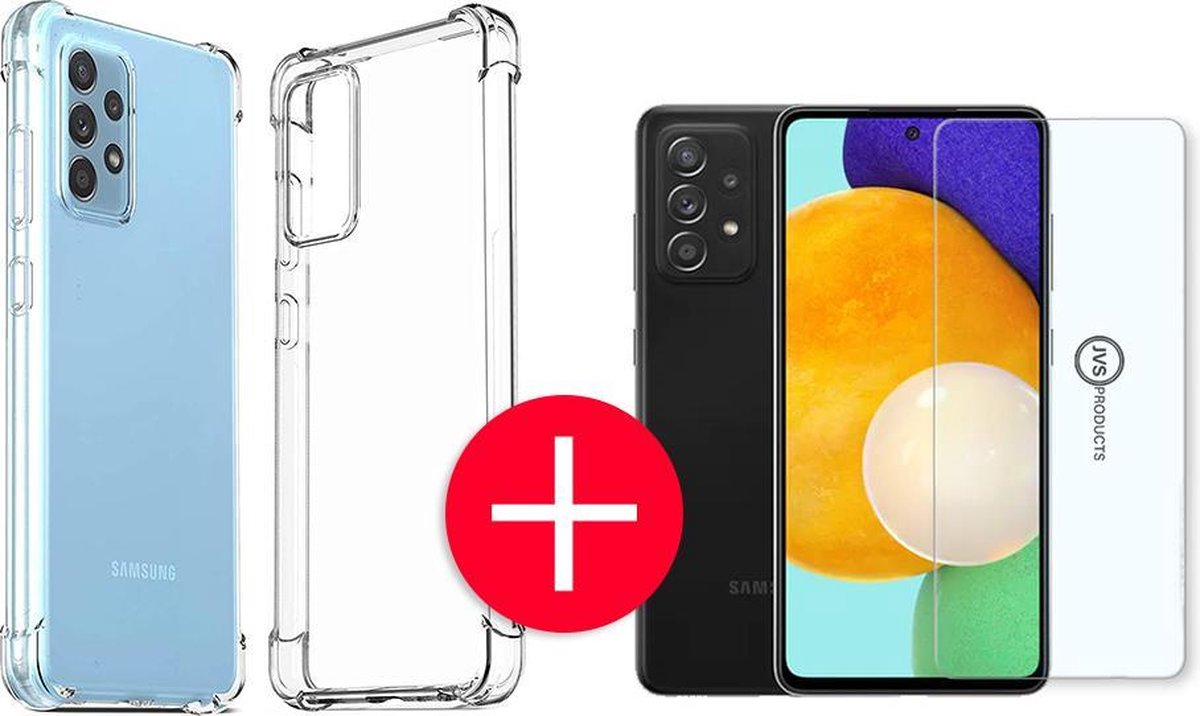 Hoesje geschikt voor Samsung Galaxy A52 + Screenprotector - Transparant - Hoes - Cover - Case - Screenprotector kit