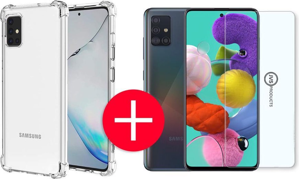 Hoesje geschikt voor Samsung Galaxy A51 + Screenprotector - Transparant - Hoes - Cover - Case - Screenprotector kit