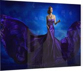 Vrouw in haar blauwe jurk - Foto op Plexiglas - 60 x 40 cm