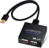 hdmi splitter 1 in 2 uit - HDMI Splitter 1 in 2 Out, 4K HDMI Splitter naar duplicaten met twee monitoren, 4K 30HZ 1x2 HDMI Splitter UHD 3840 × 2160p 3D voor Xbox PS3 PS4 Blu-Ray-speler (met e