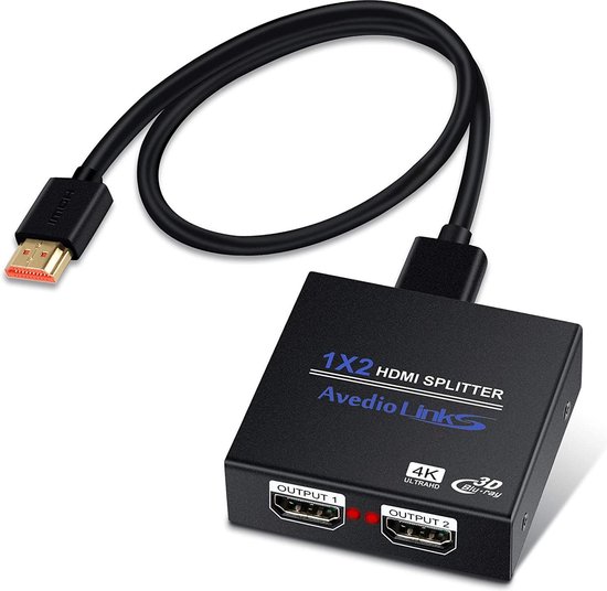 hdmi splitter 1 in 2 uit - HDMI Splitter 1 in 2 Out, 4K HDMI Splitter naar  duplicaten... | bol.com