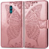 OPPO Reno Hoesje - Mobigear - Butterfly Serie - Kunstlederen Bookcase - Roségoud - Hoesje Geschikt Voor OPPO Reno