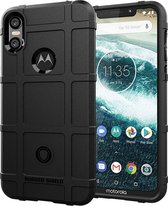 Motorola One Hoesje - Mobigear - Rugged Shield Serie - TPU Backcover - Zwart - Hoesje Geschikt Voor Motorola One