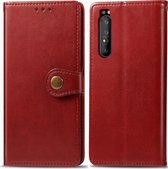 Sony Xperia 1 II Hoesje - Mobigear - Snap Button Serie - Kunstlederen Bookcase - Rood - Hoesje Geschikt Voor Sony Xperia 1 II