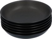 4goodz Assiettes creuses en porcelaine Caviar 6 pièces 20 cm - Zwart