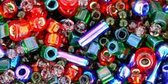 TOHO Multi shape, color mix beads. Shousei Red green blue mix