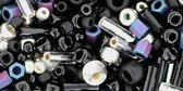TOHO Multi shape, color mix beads. Yozora Jet/silver mix