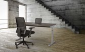 Hoogte verstelbaar T-poot bureau Quick breed 140CM diep 80CM bladkleur Logan eiken framekleur Wit (RAL9010)