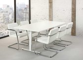 Rechthoekige vergadertafel Teez design 200x100cm bladkleur Kersen framekleur Wit (RAL9010)