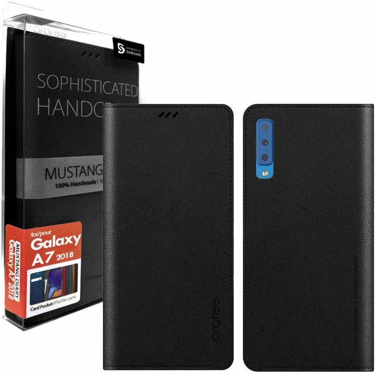 Geschikt voor Samsung Galaxy A7 (2018) Araree Mustang Diary Portemonnee Hoesje - Zwart