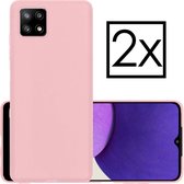 Samsung Galaxy A22 Hoesje (5G) Back Cover Siliconen Case Hoes - Roze - 2 Stuks