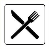 Restaurant sticker, wit zwart 200 x 200 mm