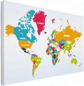 Wereldkaart Grote Landnamen - Canvas 80x60