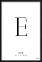 Poster Letter E Epe A2 - 42 x 59,4 cm (Exclusief Lijst)