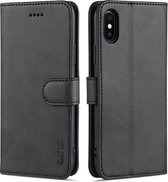 AZNS Skin Feel Calf Texture Horizontal Flip Leather Case met kaartsleuven & houder & portemonnee voor iPhone XS / X (zwart)