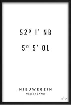 Poster Coördinaten Nieuwegein A2 - 42 x 59,4 cm (Exclusief Lijst)
