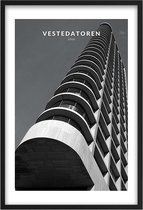 Poster Vestedatoren Eindhoven - A3 - 30 x 40 cm - Inclusief lijst (Zwart MDF)