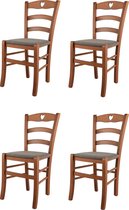 Tommychairs Cuore - Eetkamerstoelen - Set van 4 - Kersenhout - Stof