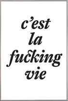 JUNIQE - Poster met kunststof lijst c’est la fucking vie -40x60 /Wit &