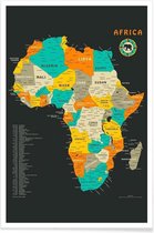 JUNIQE - Poster Afrika kleurrijke kaart -20x30 /Oranje & Turkoois