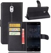 Nokia 3 Hoesje Wallet Case Zwart