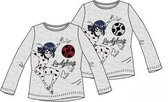 Miraculous Ladybug Shirt met Lange Mouw - Veegpailletten - grijs - maat 98/104 (4 jaar)