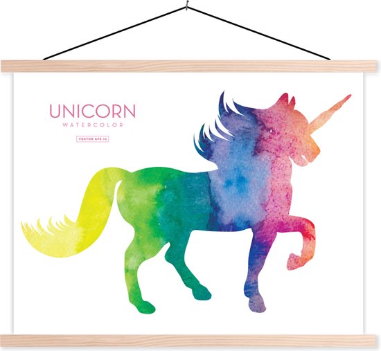 illustration d'une licorne en affiche scolaire couleur arc-en-ciel lamelles plates vierges 150x113 cm - Tirage photo sur affiche textielposter (décoration murale salon / chambre)