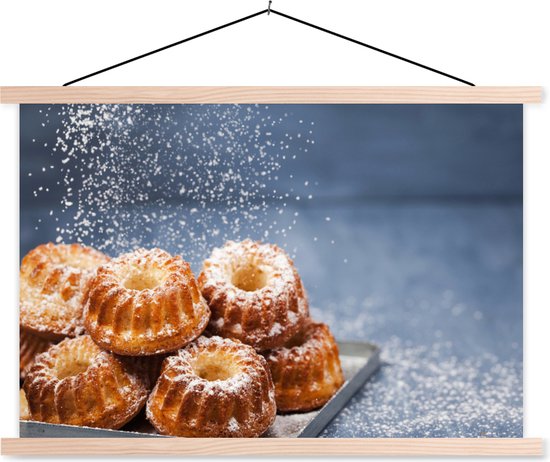 Posterhanger incl. Poster - Schoolplaat - De muffins van de bakker - 150x100 cm - Blanke latten