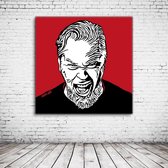 Pop Art James Hetfield Acrylglas - 80 x 80 cm op Acrylaat glas + Inox Spacers / RVS afstandhouders - Popart Wanddecoratie