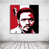 Steven Biko Pop Art Acrylglas - 80 x 80 cm op Acrylaat glas + Inox Spacers / RVS afstandhouders - Popart Wanddecoratie