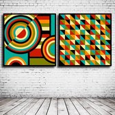 Duo Modern Art N° 106 & 107 Canvas - 100 x 100 cm - Canvasprint - Op dennenhouten kader - Geprint Schilderij - Popart Wanddecoratie