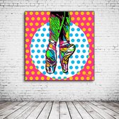 Pop Art Ballerina Canvas - 80 x 80 cm - Canvasprint - Op dennenhouten kader - Geprint Schilderij - Popart Wanddecoratie