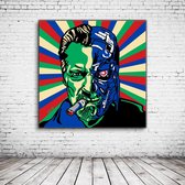 Pop Art Terminator Acrylglas - 80 x 80 cm op Acrylaat glas + Inox Spacers / RVS afstandhouders - Popart Wanddecoratie